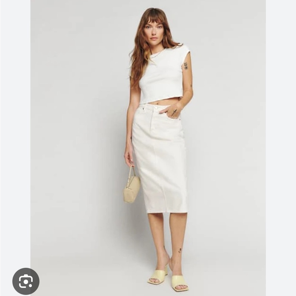 Jayde High Rise Denim Midi Skirt